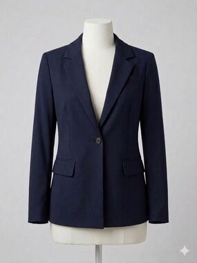 Navy Single-Button Tailored Blazer